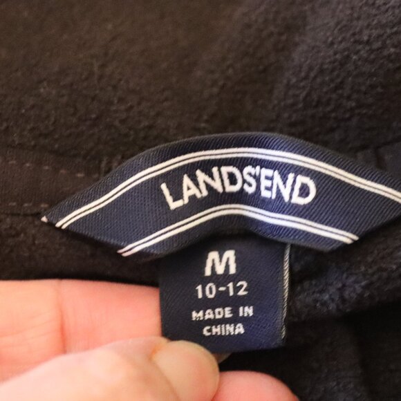 Land's End Black and White Lightweight Fleece Quarter Zip Medium Active Outdoors - Picture 2 of 14
